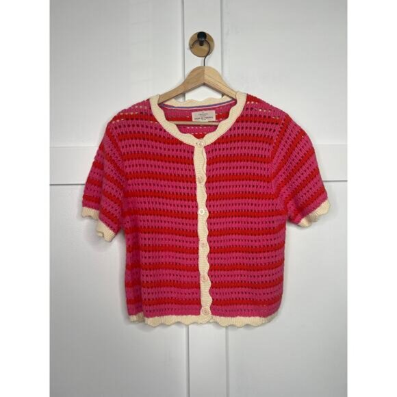 Pink and Red Striped Women's Sweater - Picture 3 of 10